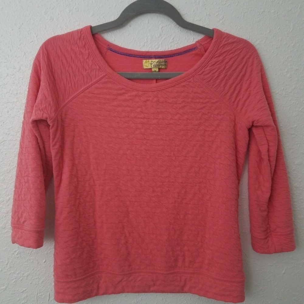Vera Wang Coral Textured 3/4 Sleeve Top